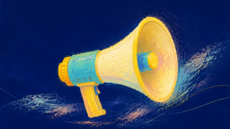 A restored megaphone with a calm, open form, representing clear boundaries, self-respect, and stead