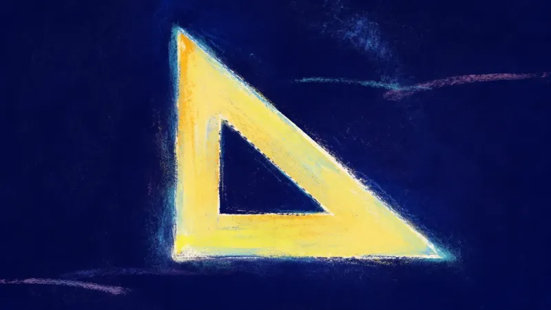 True Measure A restored drafting triangle in clean order, representing imperfect practice becoming grounded self