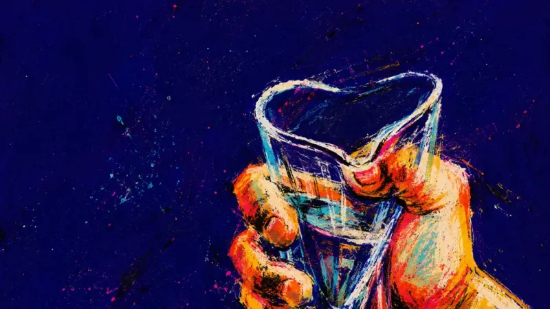 The Held Breath A hand crushing a water tumbler until its rim warps, symbolizing the body's instant shutdown reflex