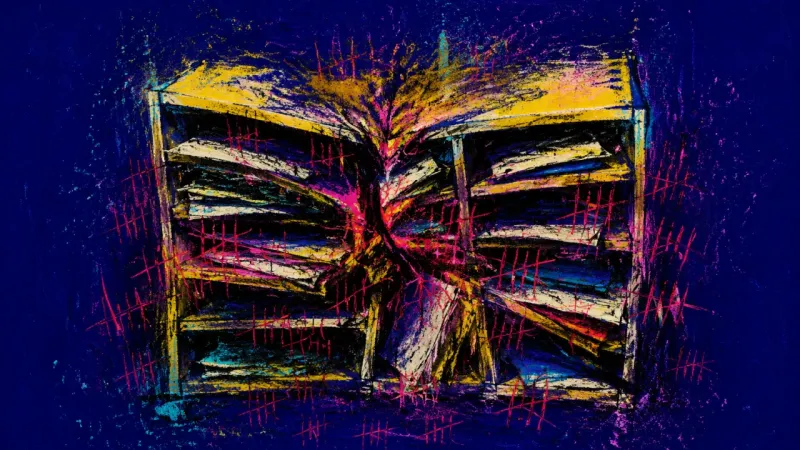 Crushed Compartments An abstract visual of boundary fatigue, where a sorting system buckles under family admin pressure