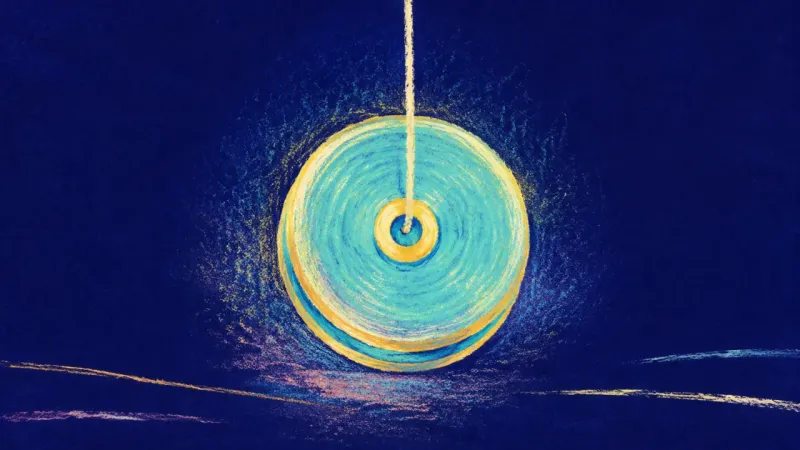 Quiet Release A restored yo-yo with a clean line and balanced circle, representing boundary-based self-trust and