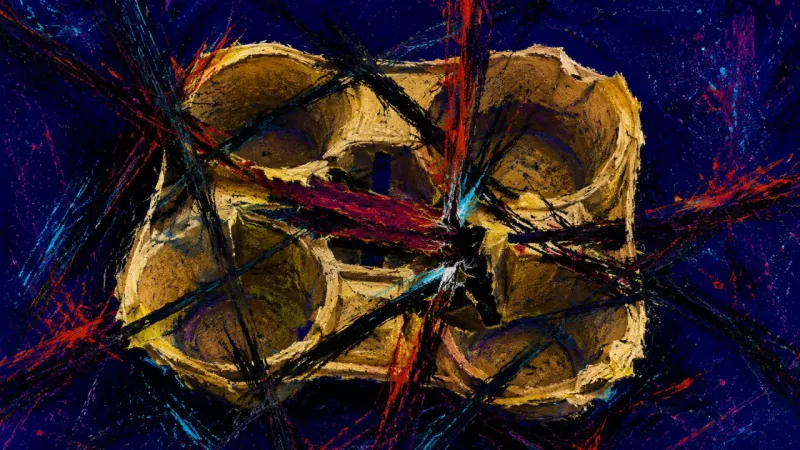 An abstract visual of post-breakup friend-group limbo, where fear of exclusion distorts boundaries i