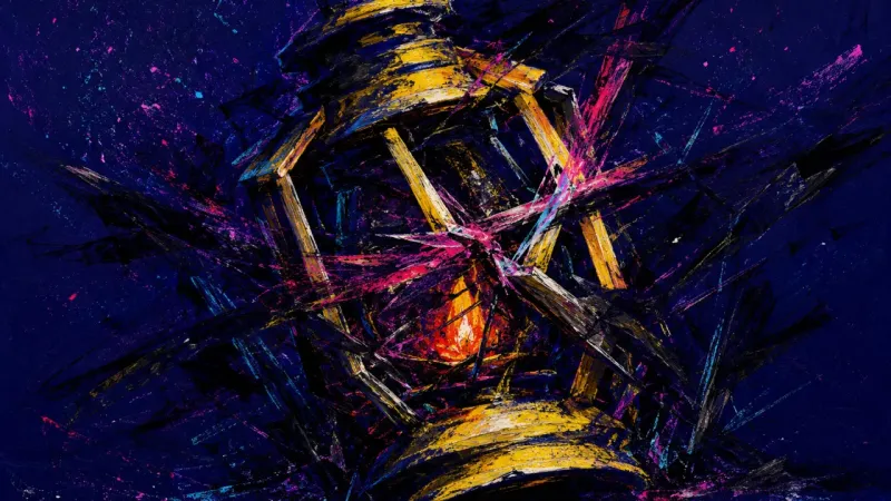 Collapsed Lantern An abstract lantern crushed by hesitation, representing visibility anxiety, self-judgment, and the 압