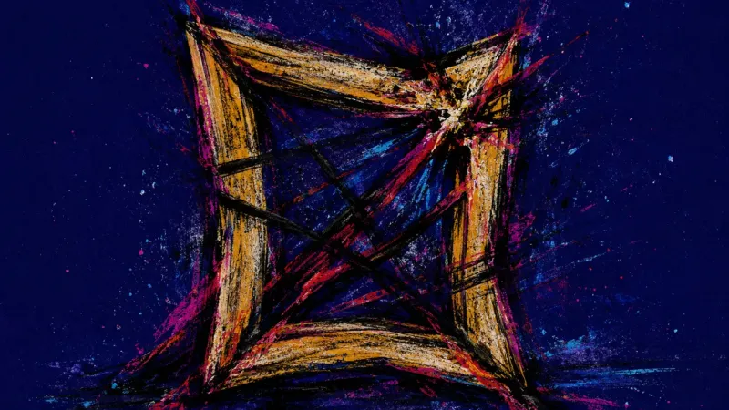 Choked Frame A distorted picture frame bound by chaotic lines, representing fear of asking for inclusion and the