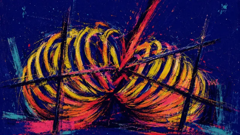 Collapsed Rhythm A slinky crushed into a tangled choke, expressing post-family-visit shame, overload, and the collap