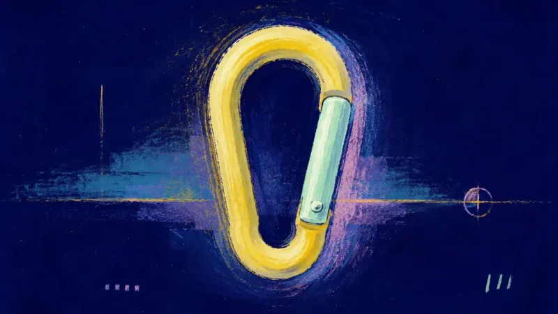 Closed in Calm A carabiner restored to clean alignment, reflecting self-generated safety, steadier boundaries, and,
