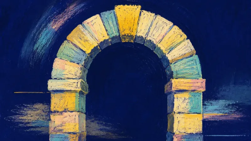 Held Arch An abstract archway restored to balance and order, representing role clarity, self-trust, and steady