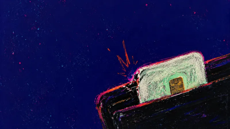 Threshold of Maybe A payment card bent at a wallet opening, symbolizing hesitation at the exact moment a summer plan is