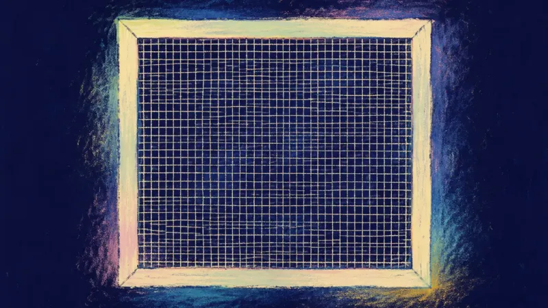 A restored window screen with an even open grid, symbolizing fair boundaries, self-trust, and stead
