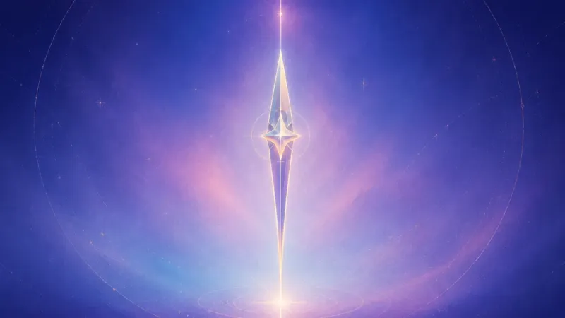 the precise overlap of the cursor's lower tip with the center of the lone luminous line One Clean Axis
