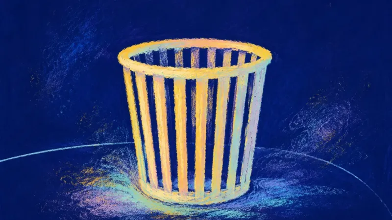 A laundry hamper restored to an open balanced form, symbolizing sustainable rest, practical care, և