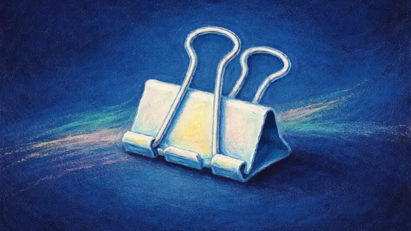 Unclamped Grace A binder clip restored to an open, balanced form, expressing the ease of receiving support without t