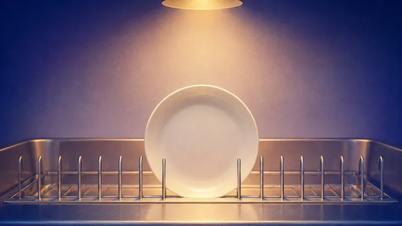 the circular plate edge perfectly centered between two evenly spaced tines Centered Slot