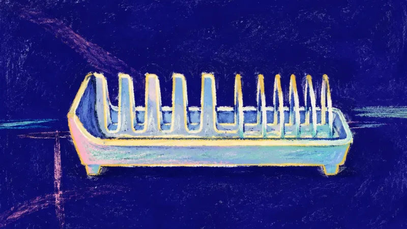 Open Cadence A dish rack returned to an open, even form, expressing chores reclaimed as neutral care and everyday