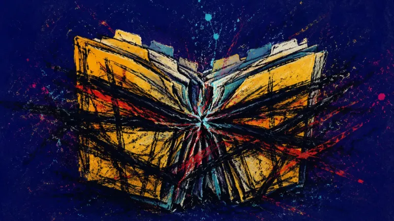 Crushed Compartments A crushed accordion folder with its sections jammed shut, symbolizing family overfunctioning and the