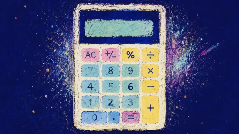 A clear calculator with an ordered button grid, expressing grounded housing discernment, practical