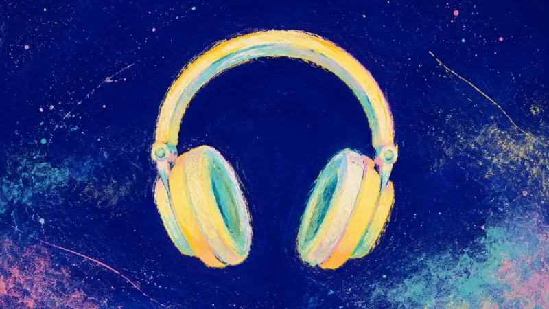 Balanced headphones with calm contours, symbolizing self-compassion, uncertainty tolerance, and an 2