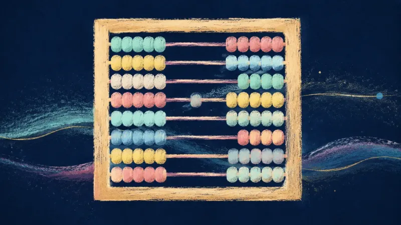The soft hand-drawn meeting point where a single bead sits on a straight rod within an unbroken, breathable contour. Calibration, Not Acceleration