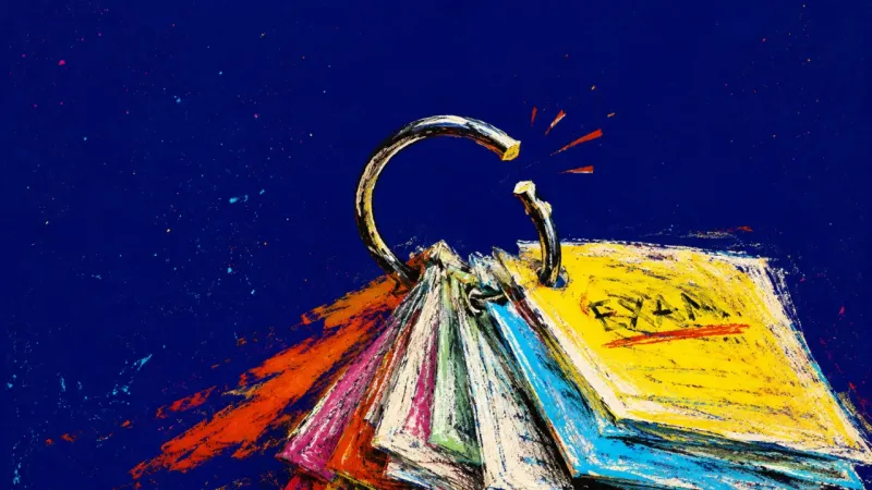 The Unclosed Loop A flashcard ring bent open with study cards fanned out of order, symbolizing bar exam deadline panic