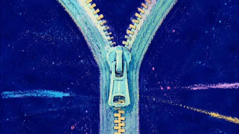 Clean Alignment A restored zipper with evenly aligned teeth, symbolizing calm, good-enough action and growing self-t