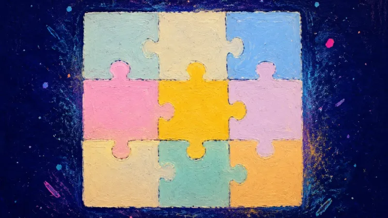 Whole Picture Returns A jigsaw puzzle restored to an even whole, expressing calmer learning, proportion, and trust that