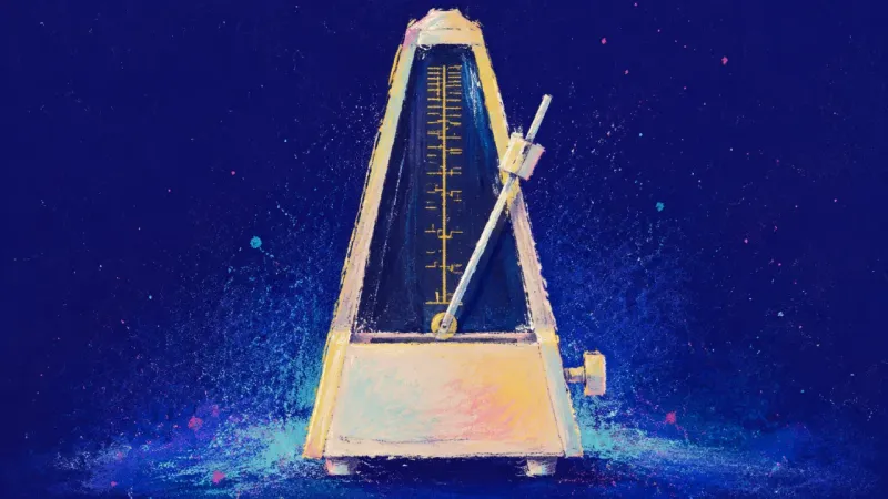 Measured Trust A restored metronome with balanced form and measured motion, representing calmer self-trust and a lo