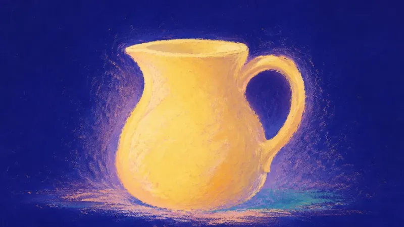 A restored pitcher with an open silhouette, symbolizing steadier self-worth and friendship shaped by