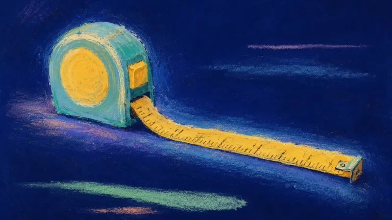 A tape measure released into a clean measured curve, representing a career choice made from fit, va