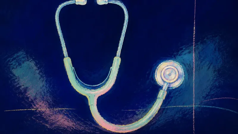Returned Rhythm A stethoscope restored to an open balanced curve, reflecting self-trust, clear boundaries, and calm,