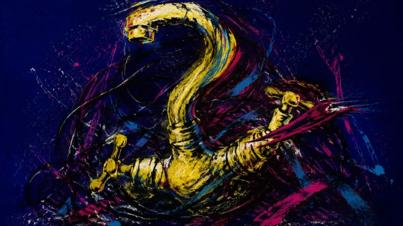 A warped faucet trapped in chaotic marks, representing one-sided note sharing, resentment, and the