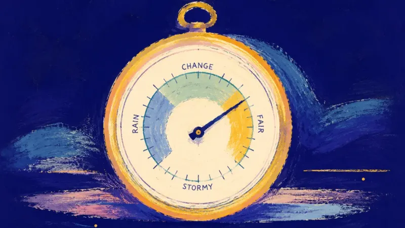 A restored barometer with an even reading, representing trust in present consistency and a calmer, j