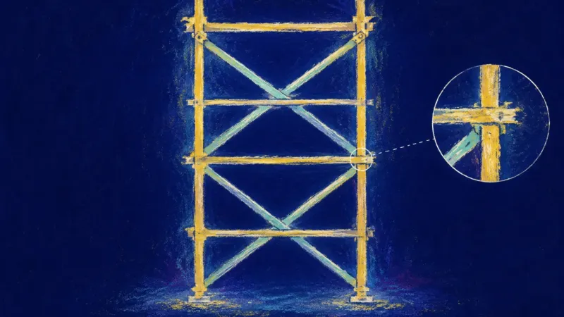 Restored Framework A restored scaffold with aligned braces, symbolizing calm leadership, clear structure, and growing c