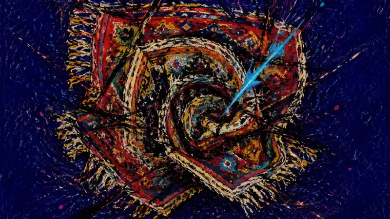 Unclaimed Floor A rug twisted into a cramped, chaotic form, representing friendship grief making home and routine fe