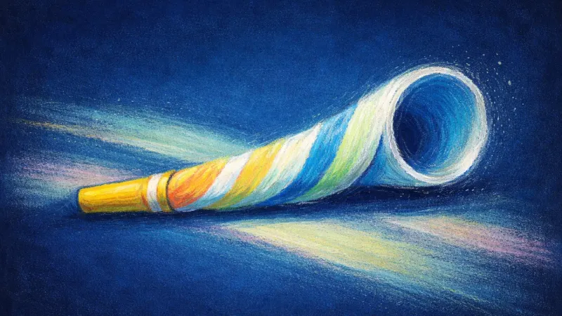A party horn opened into a clear, continuous form, representing honest acknowledgment, self-respect,
