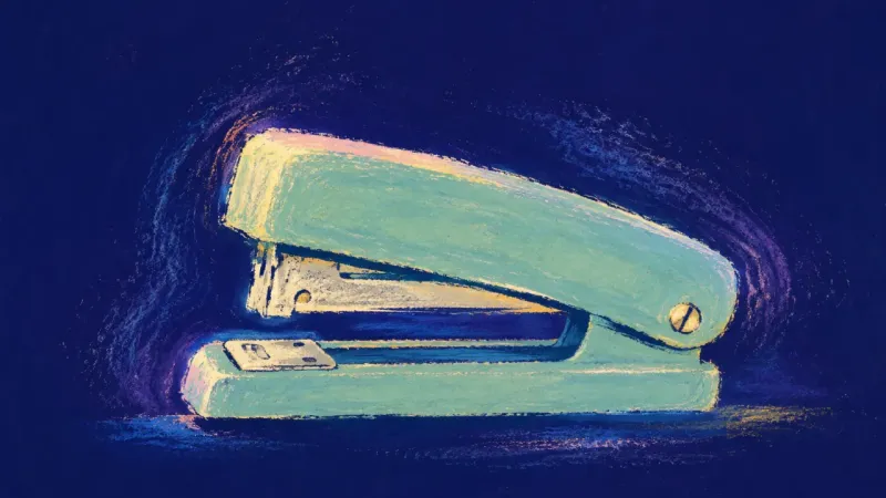 Clean Re-entry A realigned stapler in calm order, representing clear boundaries and steady professional presence