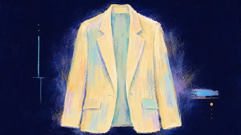 An abstract image of a blazer restored to open balance, expressing self-trust and present-tense self