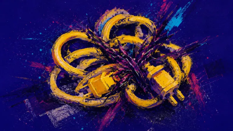 A knotted extension cord represents exclusion anxiety, with connection turned inward by private over