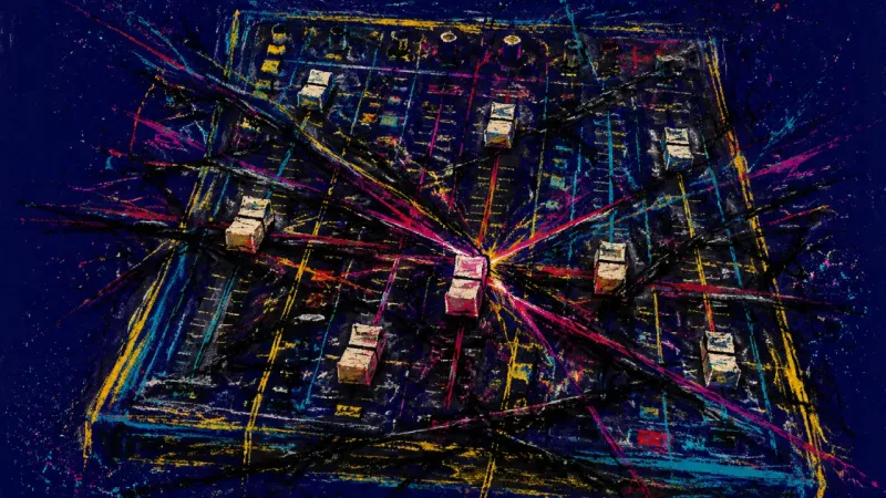 An abstract representation of friendship overfunctioning, using a distorted mixer board to show over