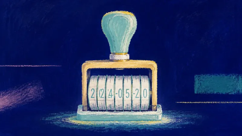 A restored date stamp with aligned bands and clear structure, representing career agency, evidence-b