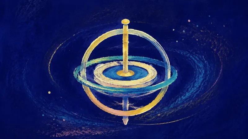Centered Return An abstract image of academic decision paralysis resolving into a grounded choice, with balance, o