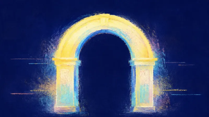 An abstract archway restored to balanced form, showing honest limits, shared effort, and steadier,
