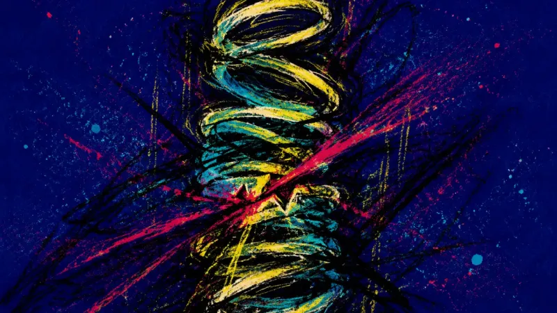 Jammed Coil An abstract image of panic-driven studying, showing a coil spring crushed into tangled pressure and