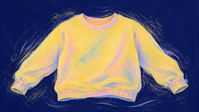 Stayed in Frame An abstract sweatshirt form reopened into a balanced outline, symbolizing grounded adulthood and eas