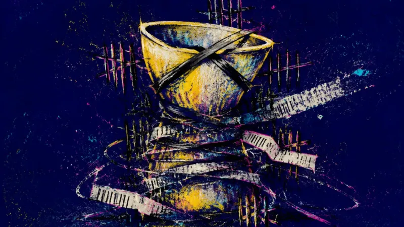 Sealed Cup An abstract image of ordinary kindness feeling like debt, shown through a cup squeezed into a tense