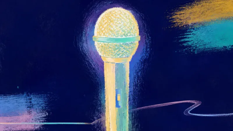 Plain Signal A microphone returns to a clean, open form, representing steadier self-trust and a calmer way to sh