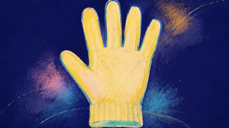 Restored Glove An abstract glove opened into a steady, balanced form, representing self-worth that no longer relies