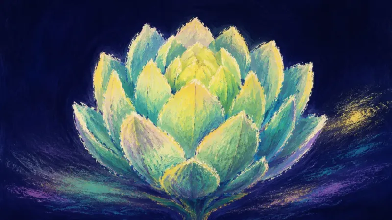 Heart Unfolded An abstract artichoke opening into order, representing clearer support needs, emotional attunement,