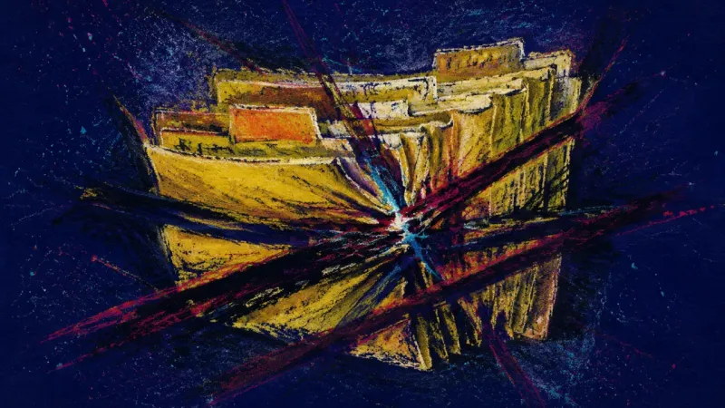 Sealed Options An abstract image of career visibility shame, showing an accordion folder crushed shut and tangled,