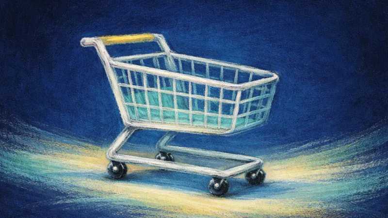 Reclaimed Time A restored shopping cart with clean structure, representing clear boundaries, mutual time, and stead