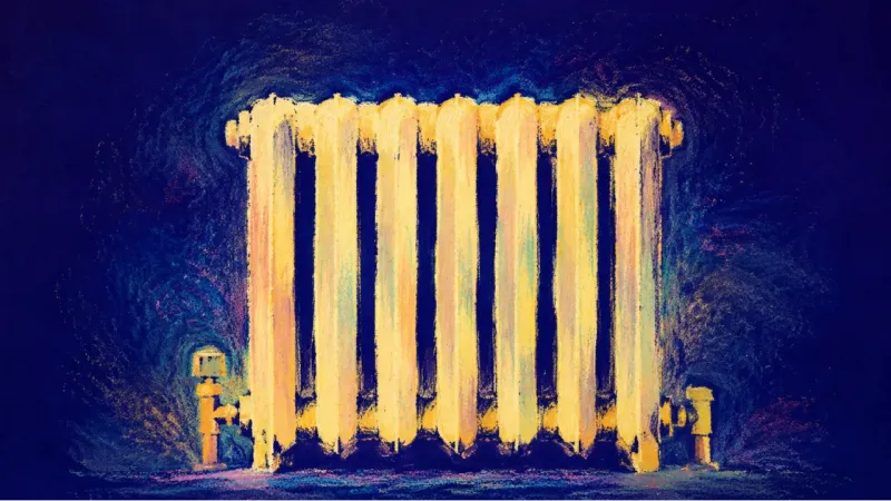 Warmth Restored A restored radiator with even fins and open rhythm, representing relationship anxiety easing intoier